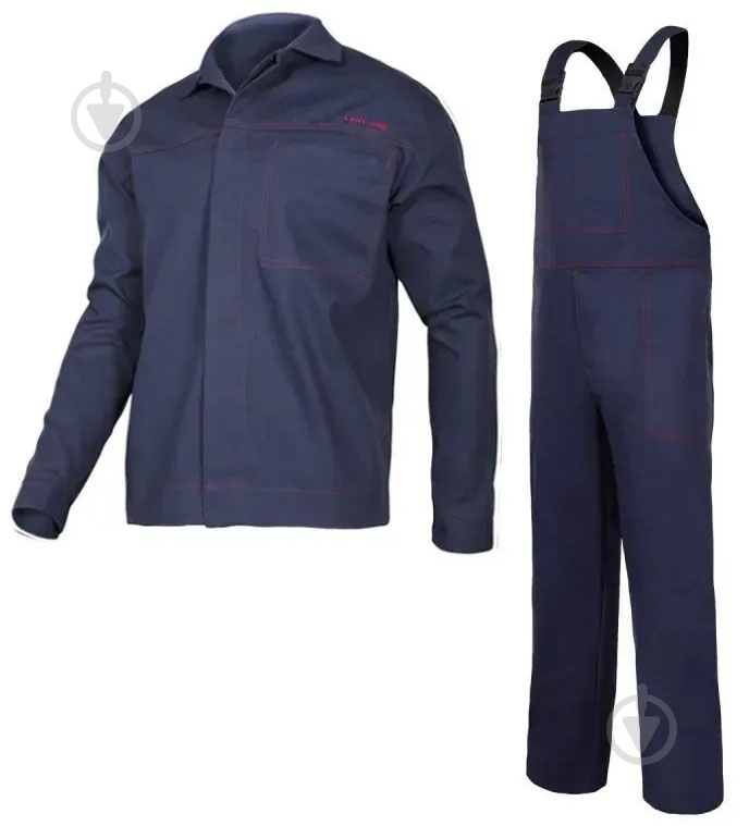 Костюм зварювальника Lahti Pro (куртка + напівкомбінезон) р. XL зріст 182 L4140334 синій - фото 1 Костюм зварювальника Lahti Pro (куртка + напівкомбінезон) р. XL зріст 182 L4140334 синій - фото 1