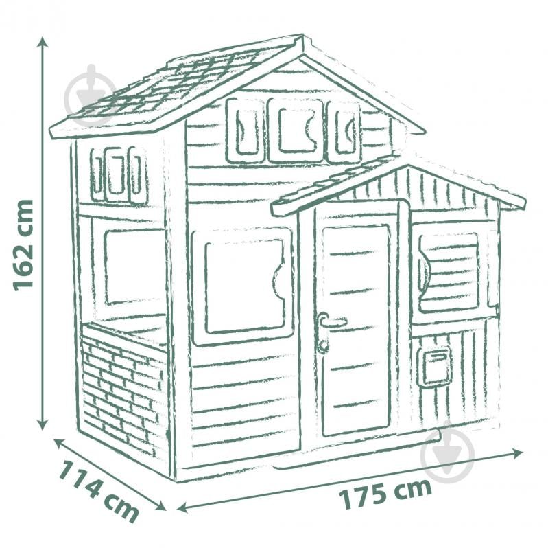 Дом Smoby Green Друзья Эво с почтовым ящиком и окнами 810205 - фото 3