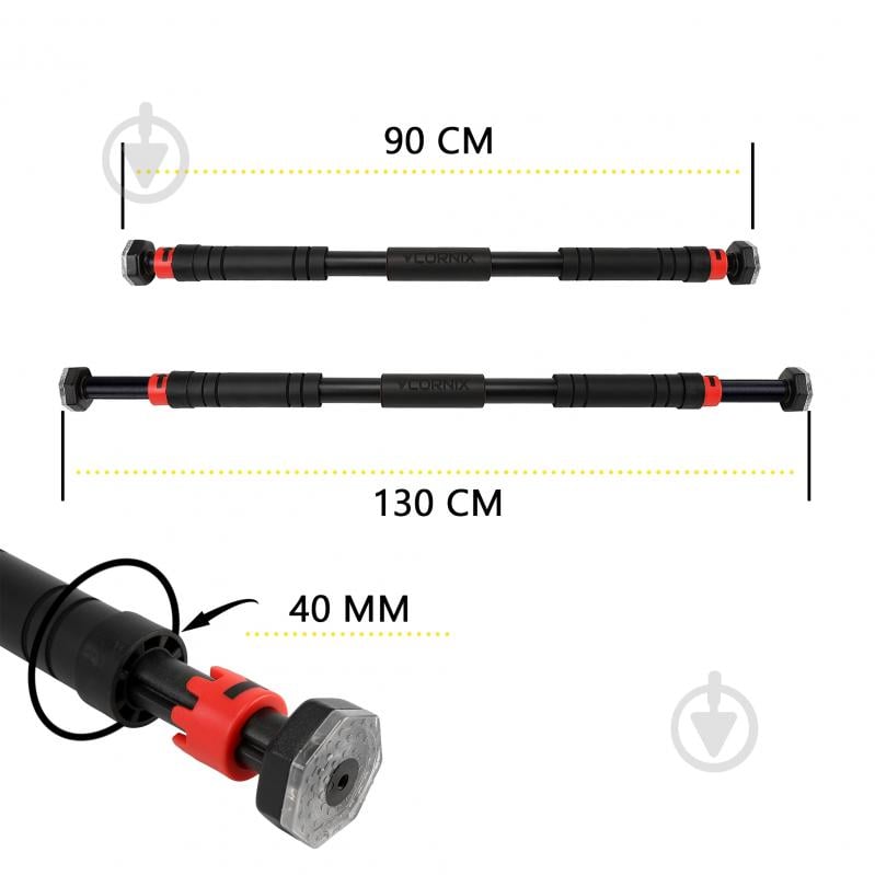 Турнік дверний Cornix розсувний 90-130 см XR-0170 - фото 4