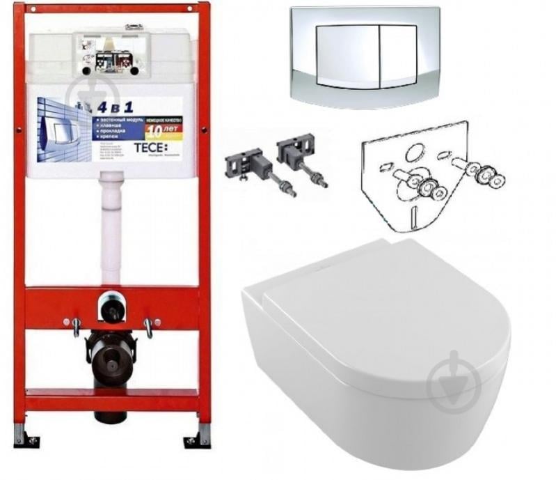 Система інсталяції TECE base 9400005 + TECE ambia 9240226 хром + унiтаз Villeroy & Boch Avento DirectFlush 5656HR01 - фото 1