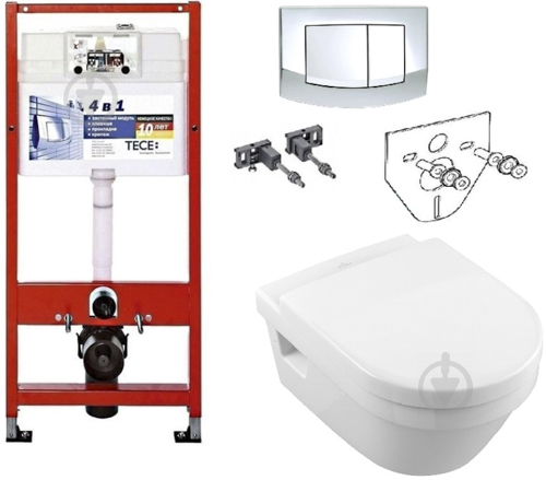Система инсталляции Villeroy & Boch base 9400005 + TECE ambia 9240226 хром + унитаз Villeroy & Boch Omnia Architectura 5684HR01 - фото 1