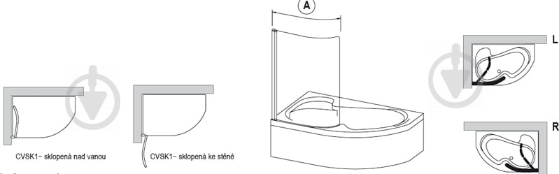 Штора для душу Ravak CVSK1 ROSA 160/170 (TRANSP) лівостороння - фото 3