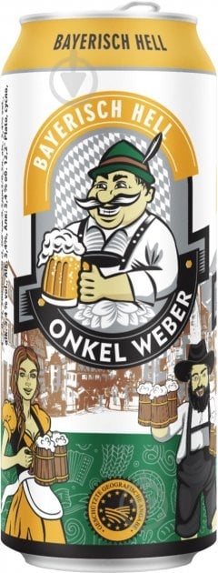 Пиво Onkel Weber Bayerisch Hell 5.4% ж/б 0,5 л - фото 1