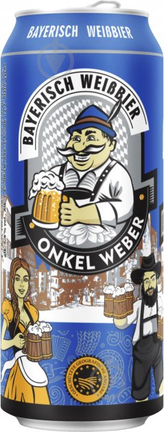 Пиво Onkel Weber Bayerisch Weissbier ж/б 0,5 л - фото 1