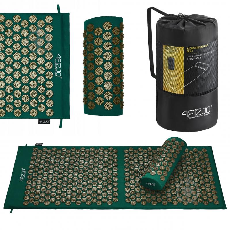 Килимок акупунктурний 4fizjo з валиком Classic Mat XL Аплікатор Кузнєцова 4FJ0289 Navy Green/Gold (P-5907739313317) - фото 4