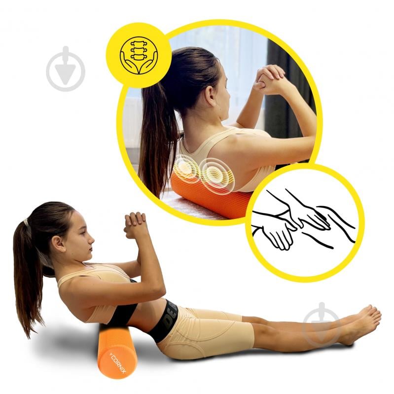 Массажный ролик Cornix EVA+ 60x15 см XR-0307 Orange - фото 3 Массажный ролик Cornix EVA+ 60x15 см XR-0307 Orange - фото 3