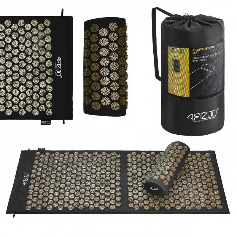 Килимок акупунктурний 4fizjo з валиком Classic Mat XL Аплікатор Кузнєцова 4FJ0346 Black/Gold (P-5907739315052) - фото 6