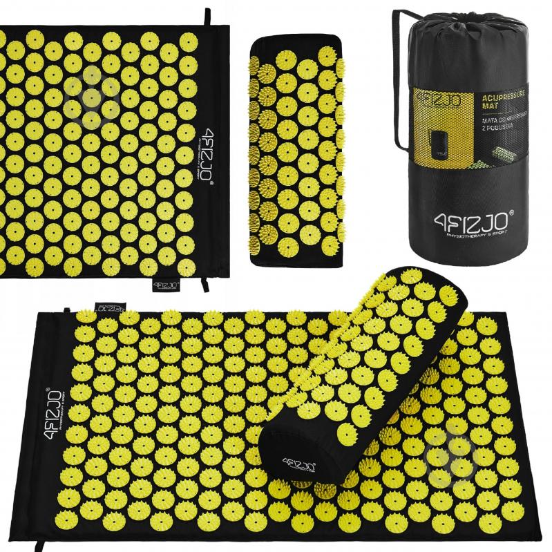 Килимок акупунктурний 4fizjo з валиком Classic Mat Аплікатор Кузнєцова 4FJ0086 Black/Yellow (P-5907739310613) - фото 3