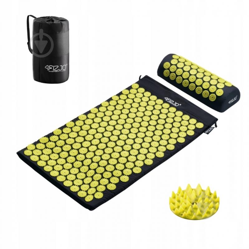 Килимок акупунктурний 4fizjo з валиком Classic Mat Аплікатор Кузнєцова 4FJ0086 Black/Yellow (P-5907739310613) - фото 2