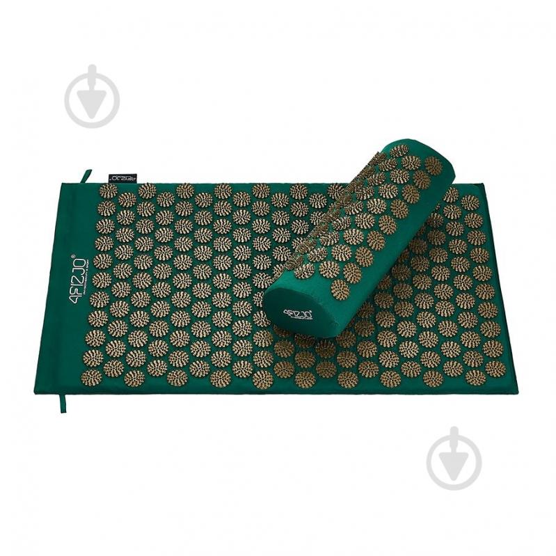 Килимок акупунктурний 4fizjo з валиком Classic Mat Аплікатор Кузнєцова 4FJ0286 Navy Green/Gold (P-5907739313300) - фото 1