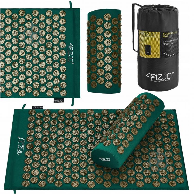 Килимок акупунктурний 4fizjo з валиком Classic Mat Аплікатор Кузнєцова 4FJ0286 Navy Green/Gold (P-5907739313300) - фото 6