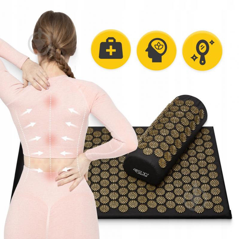Коврик акупунктурный 4fizjo Classic Mat Аппликатор Кузнецова 4FJ0360 Black/Gold (P-5907739314987) - фото 9
