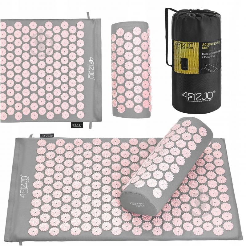 Килимок акупунктурний 4fizjo з валиком Classic Mat Аплікатор Кузнєцова 4FJ0287 Grey/Pink (P-5907739313287) - фото 2