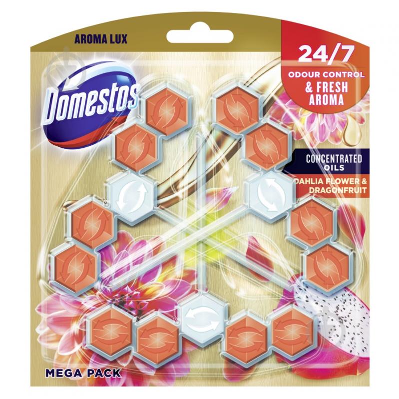 Туалетный блок Domestos Aroma Lux Свежесть цветка георгина и драгонфрута 68702160 - фото 1