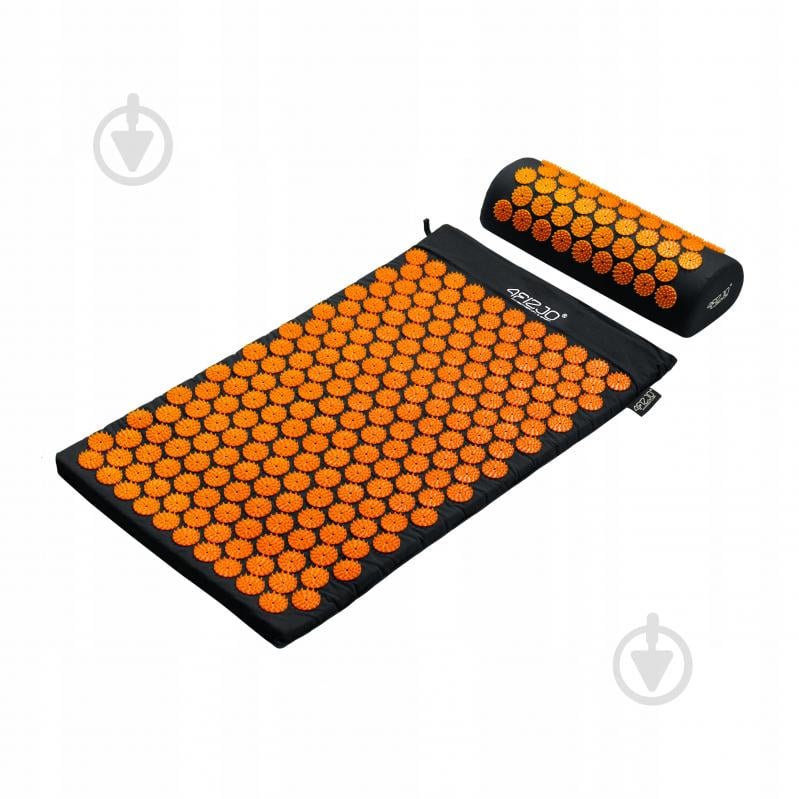 Килимок акупунктурний 4fizjo з валиком Classic Mat Аплікатор Кузнєцова 4FJ0042 Black/Orange (P-5907222931752) - фото 1