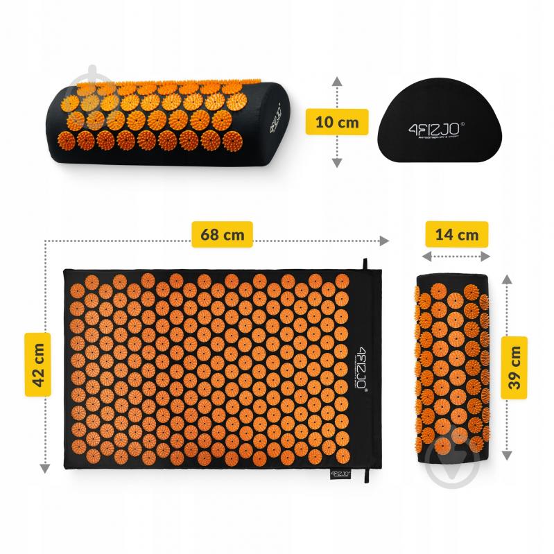 Коврик акупунктурный 4fizjo Classic Mat Аппликатор Кузнецова 4FJ0042 Black/Orange (P-5907222931752) - фото 5