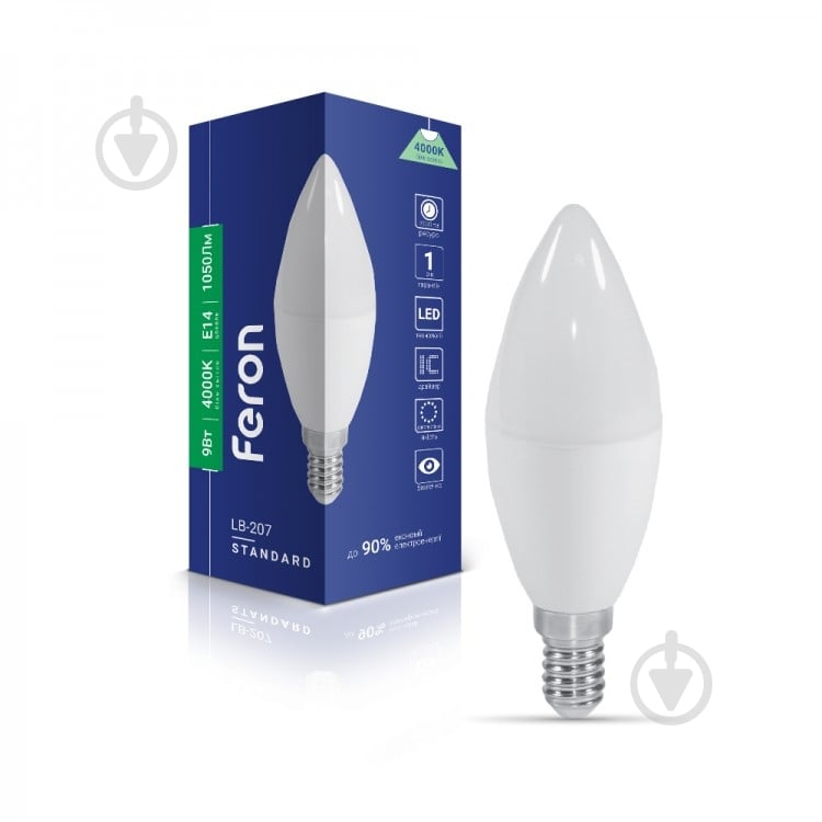 Лампа світлодіодна Feron 9 Вт CA37 E14 4000 К LB-207 - фото 1 Лампа світлодіодна Feron 9 Вт CA37 E14 4000 К LB-207 - фото 1