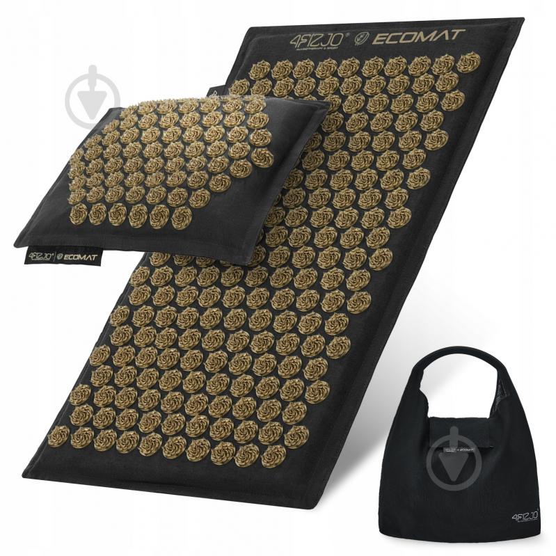 Коврик акупунктурный 4fizjo с подушкой Eco Mat Аппликатор Кузнецова 4FJ0179 Black/Gold (P-5907739311566) - фото 1