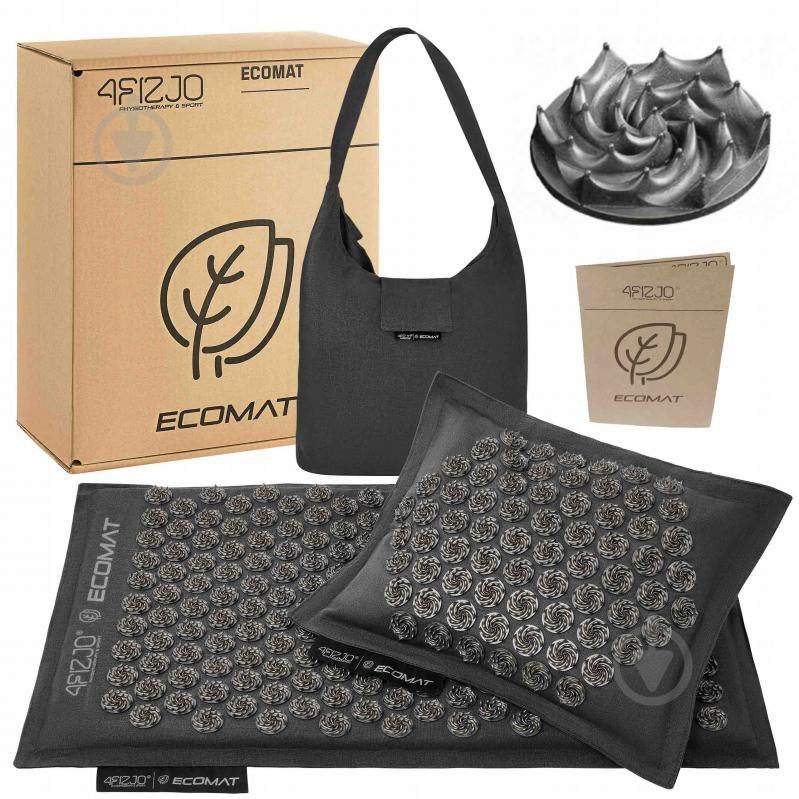 Килимок акупунктурний 4fizjo з подушкою Eco Mat Аплікатор Кузнєцова 4FJ0208 Black/Black (P-5907739312563) - фото 6