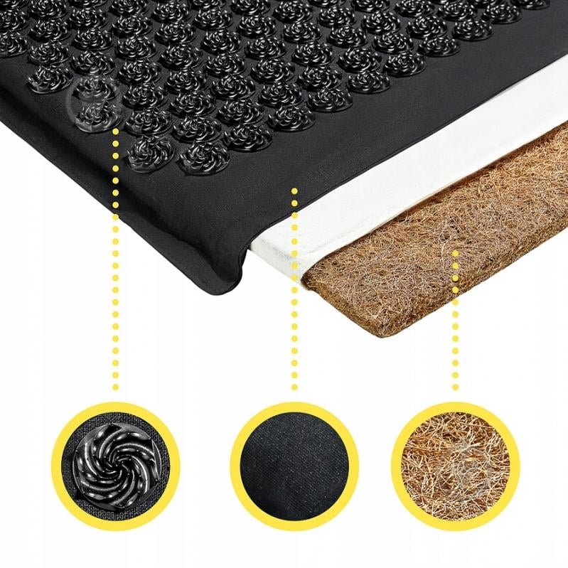 Килимок акупунктурний 4fizjo з подушкою Eco Mat Аплікатор Кузнєцова 4FJ0208 Black/Black (P-5907739312563) - фото 3