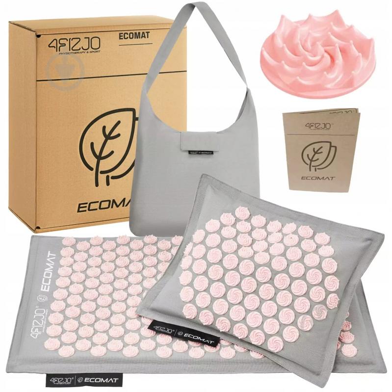 Килимок акупунктурний 4fizjo з подушкою Eco Mat Аплікатор Кузнєцова 4FJ0228 Grey/Pink (P-5907739312174) - фото 4