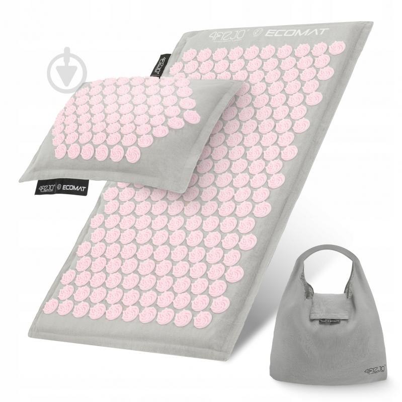 Килимок акупунктурний 4fizjo з подушкою Eco Mat Аплікатор Кузнєцова 4FJ0228 Grey/Pink (P-5907739312174) - фото 1