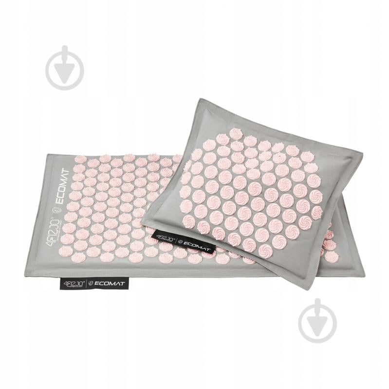 Килимок акупунктурний 4fizjo з подушкою Eco Mat Аплікатор Кузнєцова 4FJ0228 Grey/Pink (P-5907739312174) - фото 1