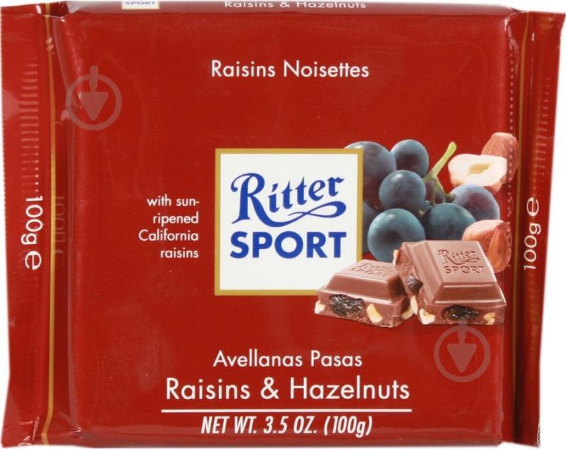 Шоколад Ritter Sport з родзинками та лісовими горіхами 100г х 12шт. - фото 1