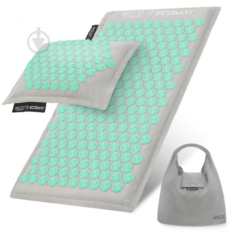 Коврик акупунктурный 4fizjo с подушкой Eco Mat Аппликатор Кузнецова 4FJ0230 Grey/Mint (P-5907739312181) - фото 1