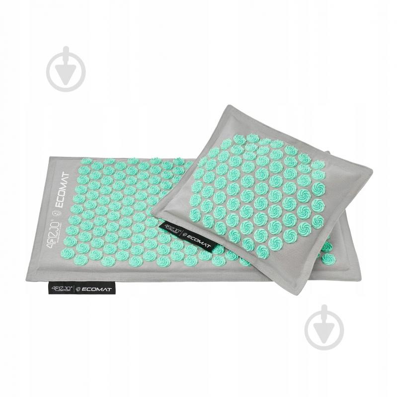 Коврик акупунктурный 4fizjo с подушкой Eco Mat Аппликатор Кузнецова 4FJ0230 Grey/Mint (P-5907739312181) - фото 1