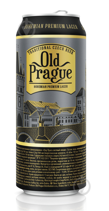 Пиво Old Prague Bohemian Premium Lager ж/б 0,5 л - фото 1