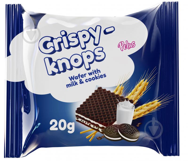 Вафлі CHOCO-KNOPS з молочною начинкою та крихтами печива 20 г - фото 1