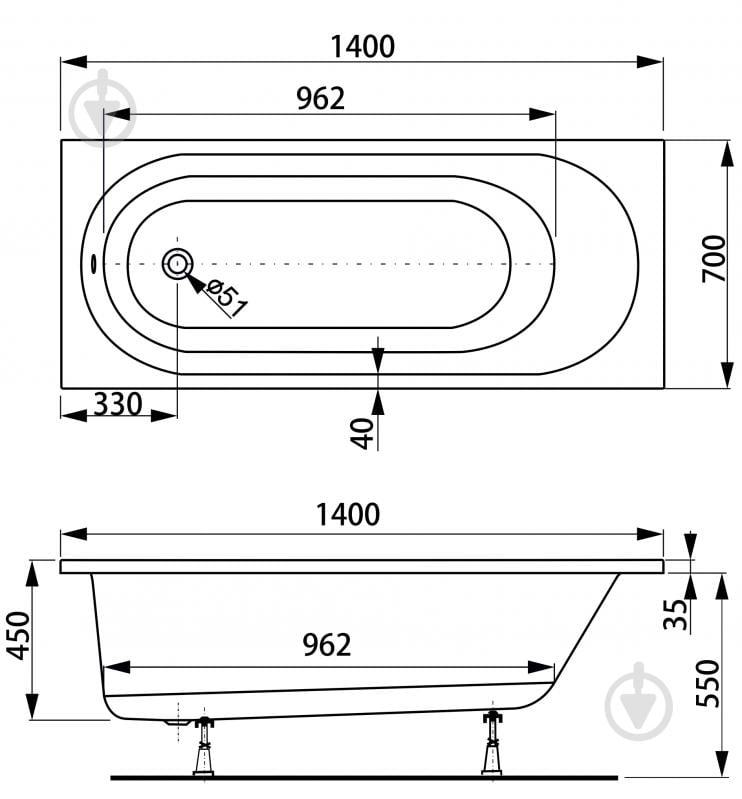 Ванна акрилова Vagnerplast Kasandra 140х70 см VPBA147KAS2X-04 - фото 3 Ванна акрилова Vagnerplast Kasandra 140х70 см VPBA147KAS2X-04 - фото 3