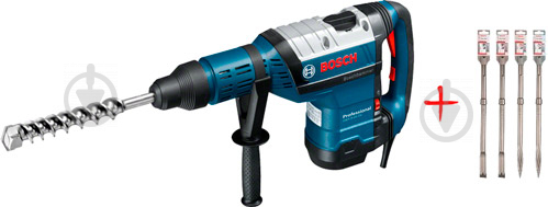 Перфоратор Bosch Professional GBH 8-45 DV + 4 зубила RTec 0615990J8M - фото 1