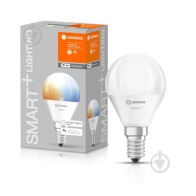 Лампа светодиодная Ledvance SMART+ WiFi Mini bulb Tunable White 5 Вт P45 матовая E14 220 В 2700-6500 К