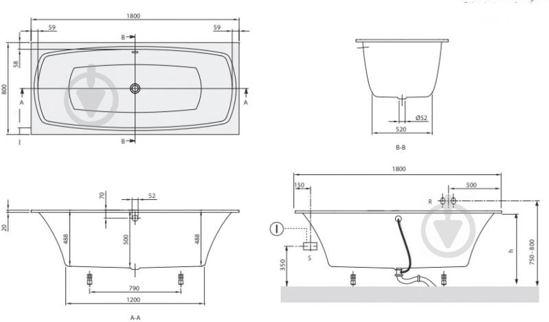 Ванна квариловая Villeroy & Boch My Art UBQ180MYA2V-01 180х80 см - фото 4