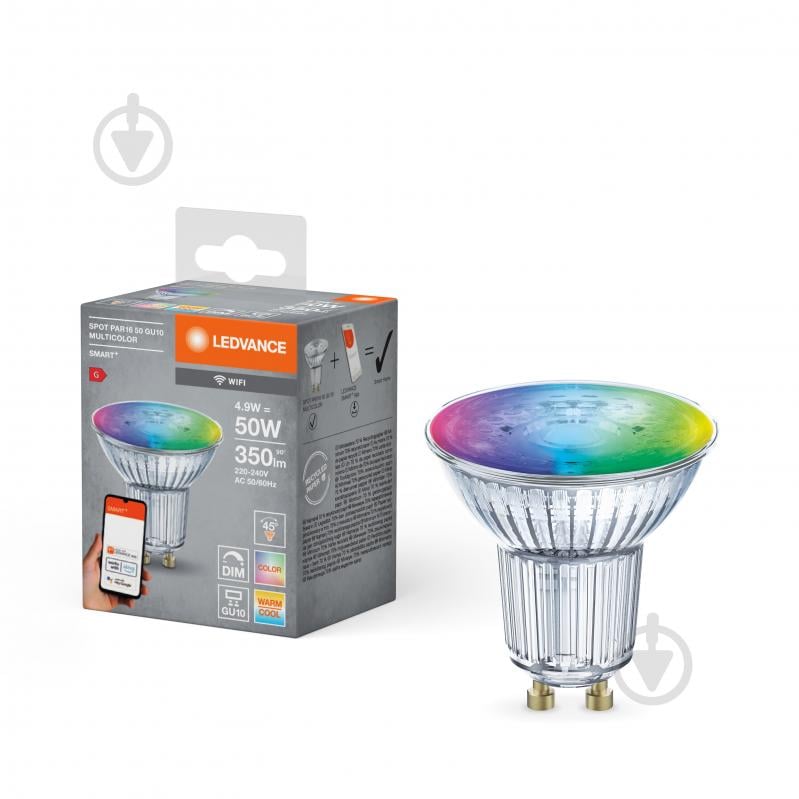 Лампа світлодіодна Ledvance SMART+ WiFi Spot 5 Вт MR16 прозора GU10 220 В 2700-6500 К - фото 1