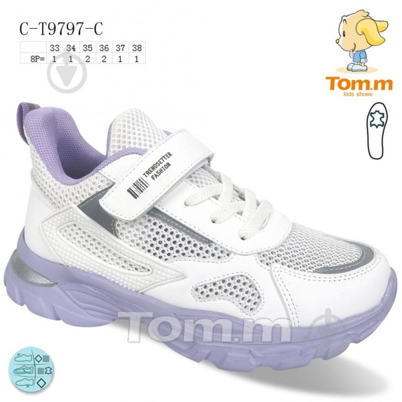 Кроссовки для девочек весенние TOM.M 9797С р.33 белые - фото 2