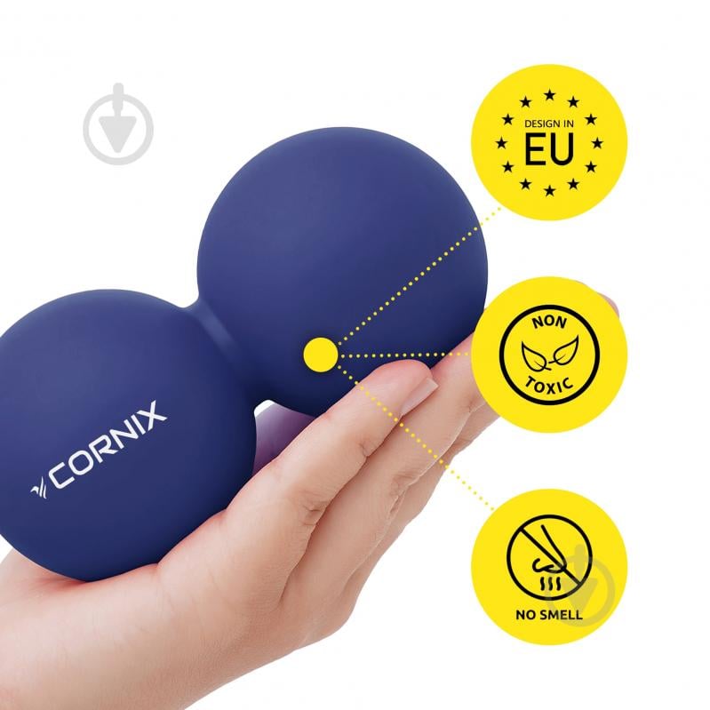 Массажный мяч Cornix Lacrosse DuoBall 6,3x12,6 см XR-0109 Navy Blue - фото 6