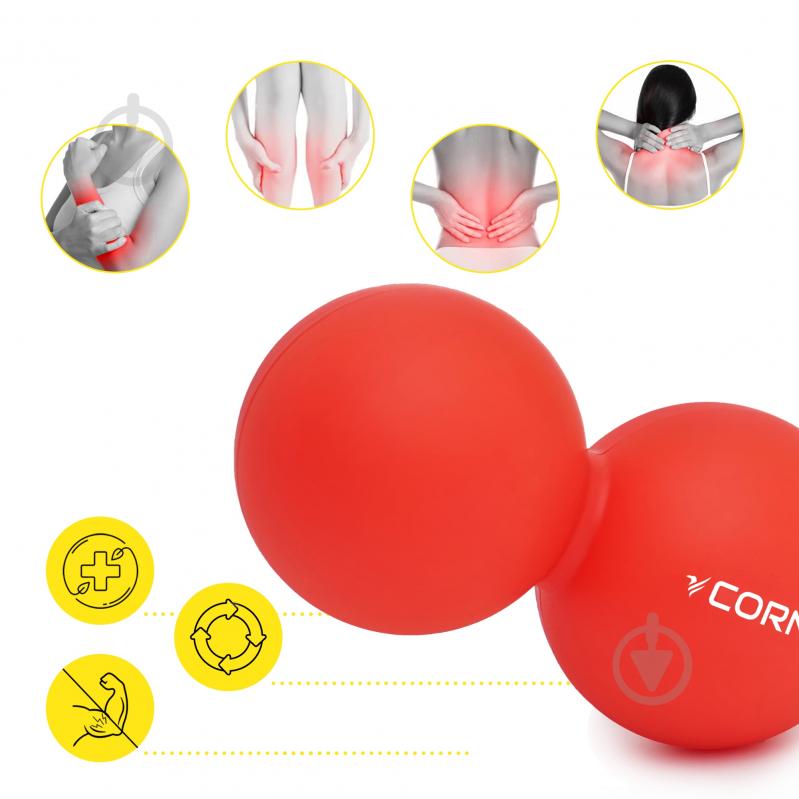 Масажний м'яч Cornix Lacrosse DuoBall 6,3x12,6 см XR-0112 Red - фото 3