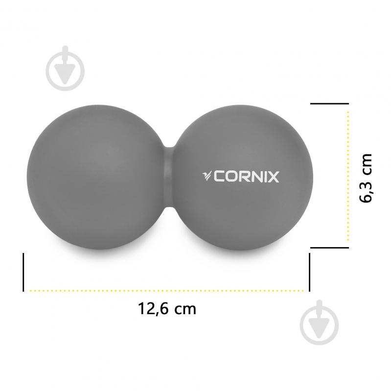 Масажний м'яч Cornix Lacrosse DuoBall 6,3x12,6 см XR-0115 Grey - фото 3