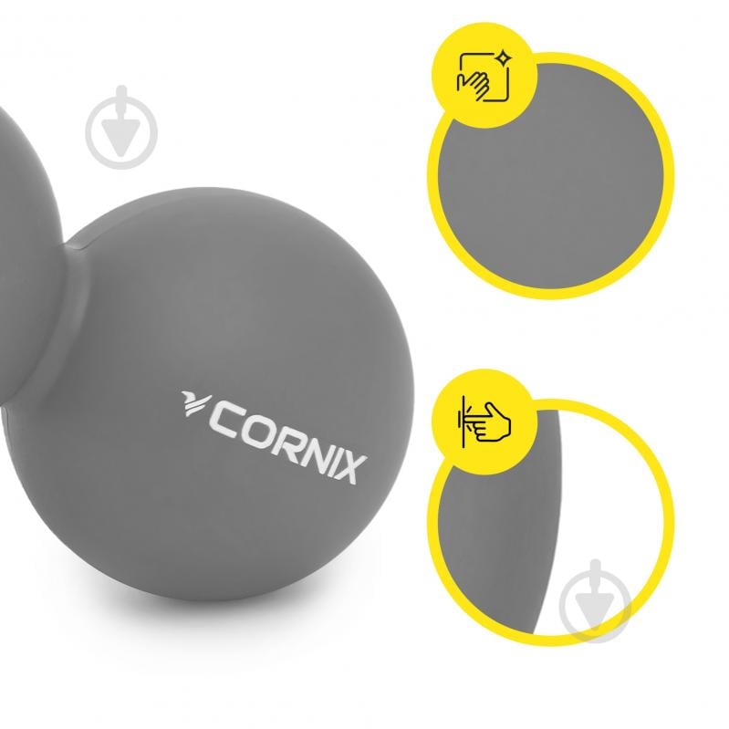 Масажний м'яч Cornix Lacrosse DuoBall 6,3x12,6 см XR-0115 Grey - фото 4