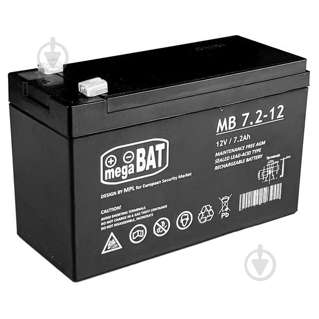 Аккумулятор MB 12V 7.2Ah, Terminal T1 4.75мм (CSB-127.2 MB7.2-12) - фото 1