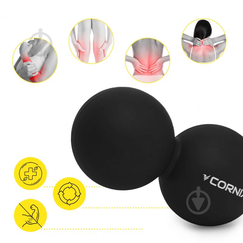 Масажний м'яч Cornix Lacrosse DuoBall 6,3x12,6 см XR-0113 Black - фото 3
