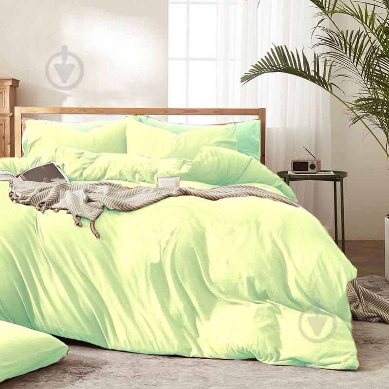 Комплект постільної білизни №12-0525 Luminary Green Mikrosatin Premium 143х210 см салатовий MirSon - фото 1