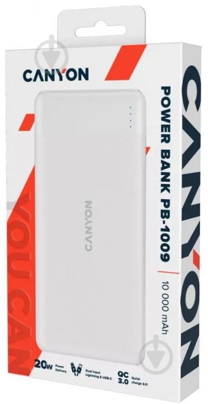 Повербанк Canyon 10000 mAh white (CNE-CPB1009W) - фото 4