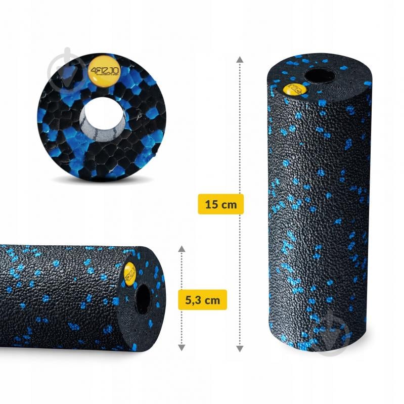 Валик масажний 4fizjo Mini Foam Roller 15 x 5.3 см (валик, ролер) 4FJ0035 Black/Blue (P-5907222931943) - фото 4