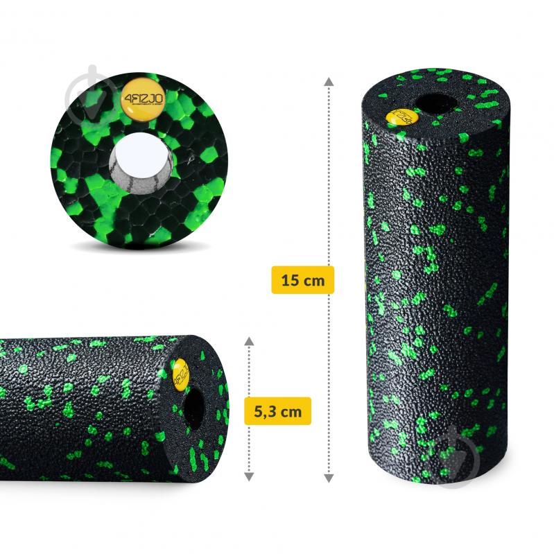 Валик масажний 4fizjo Mini Foam Roller 15 x 5.3 см (валик, ролер) 4FJ0080 Black/Green (P-5907222931950) - фото 3