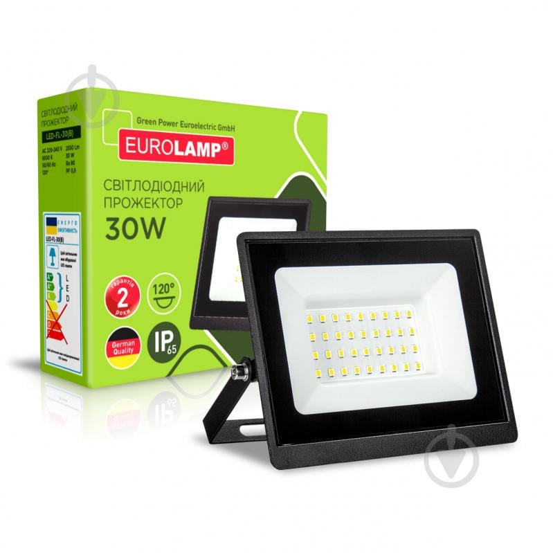 Прожектор світлодіодний Eurolamp 30 Вт IP65 чорний LED-FL-30(B) - фото 1