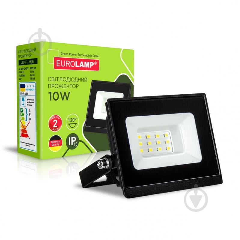 ᐉ Прожектор светодиодный Eurolamp 10 Вт IP65 черный LED-FL-10(B ...